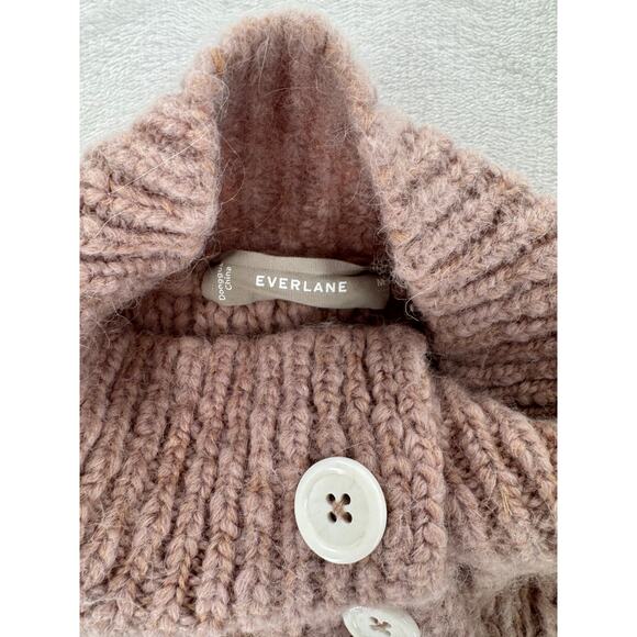 Everlane Lofty Wool Alpaca Sweater Pink Mauve Button up Pullover M - Picture 5 of 10